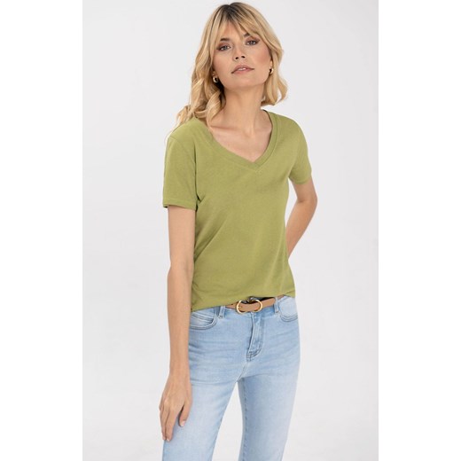 Klasyczny t-shirt damski w kolorze zielonym T-FANY, Kolor zielony, Rozmiar XS, Volcano ze sklepu Primodo w kategorii Bluzki damskie - zdjęcie 151032368