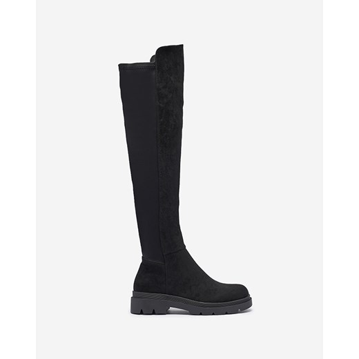 Czarne damskie eko-zamszowe kozaki za kolano Vexis - Obuwie Royalfashion.pl 39 royalfashion.pl