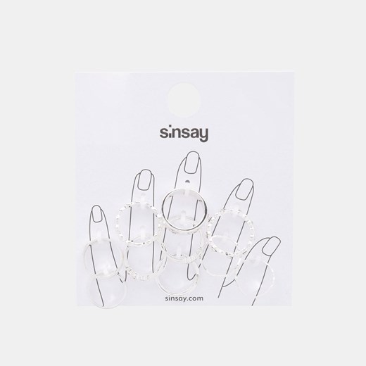 Sinsay - Pierścionki 10 pack - Srebrny Sinsay Jeden rozmiar Sinsay