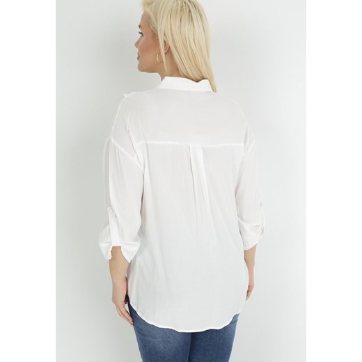 Biała Koszula Zapinana z Koronką Melayna 2XL okazyjna cena Born2be Odzież