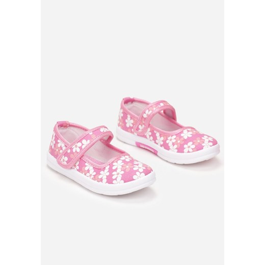 Różowe trampki dziecięce Born2be w kwiaty