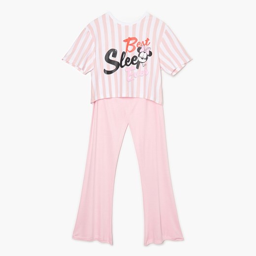 Cropp - Długa różowa piżama Minnie Mouse - Różowy Cropp L okazja Cropp