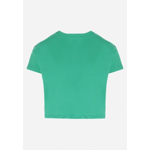 Zielona Bawełniana Koszulka z Krótkim Rękawem Norri ze sklepu Born2be Odzież w kategorii Bluzki dziewczęce - zdjęcie 151051787