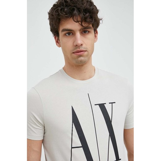 Armani Exchange t-shirt bawełniany kolor beżowy z nadrukiem Armani Exchange XXL ANSWEAR.com