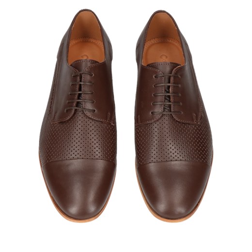 Brązowe derby Hugo, Conhpol, CE5554-02, Konopka Shoes Conhpol 41 promocja Konopka Shoes