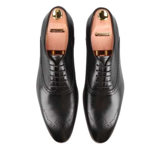 Luksusowe, czarne buty męskie skórzane Kevin Gold Collection, Konopka Shoes Conhpol 41 Konopka Shoes