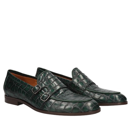 Zielone półbuty męskie skórzane licowe Hugo, Konopka Shoes Conhpol 39 okazyjna cena Konopka Shoes