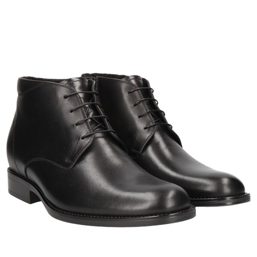 Czarne trzewiki podwyższające męskie Brus II, Konopka Shoes Conhpol 44 promocja Konopka Shoes