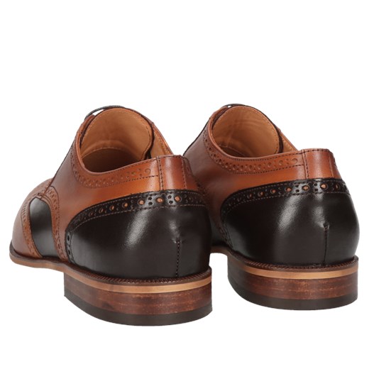 Brązowe półbuty męskie skórzane licowe Henry, Konopka Shoes Conhpol 45 Konopka Shoes
