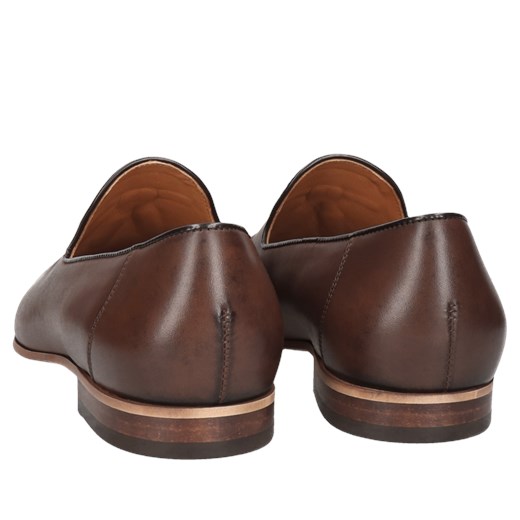 Brązowe, loafersy męskie z naturlanej skóry licowej, Konopka Shoes Conhpol 45 Konopka Shoes