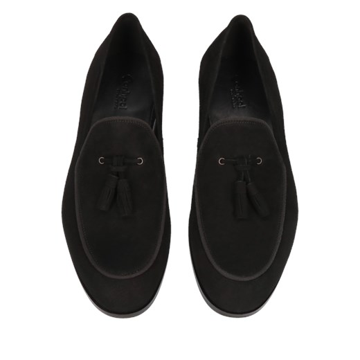 Czarne półbuty męskie skórzane zamszowe Hugo, Konopka Shoes Conhpol 45 Konopka Shoes