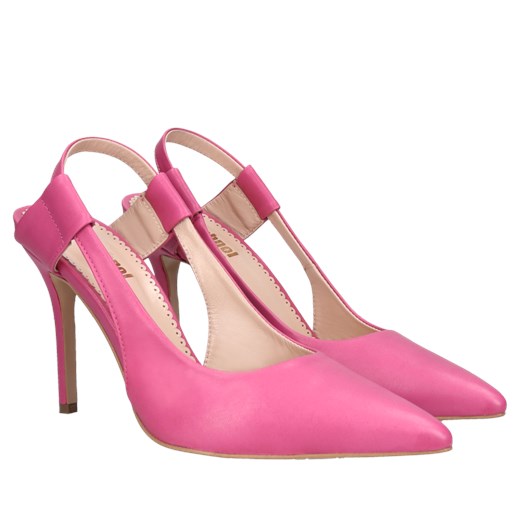 Różowe szpilki Sophia ze skóry licowej bez pięty, Konopka Shoes Conhpol Bis 39 Konopka Shoes