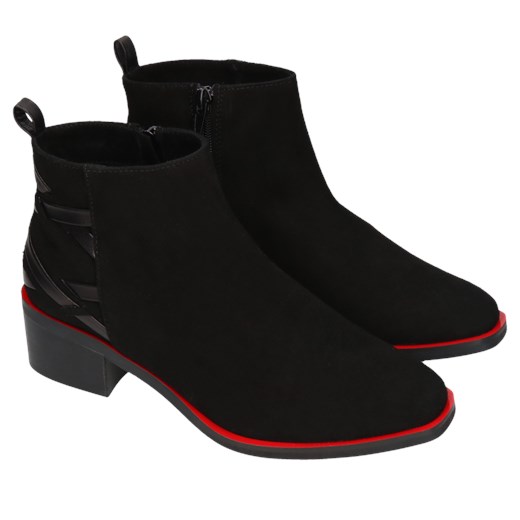 Czarne damskie botki Yasemin wykonane z zamszowej skóry, Konopka Shoes Conhpol Bis 40 promocyjna cena Konopka Shoes