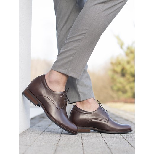 Brązowe buty podwyższające skórzane Bruce, Konopka Shoes Conhpol 38 Konopka Shoes