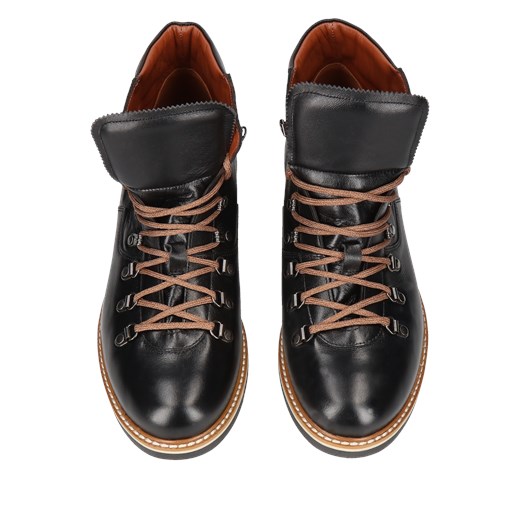 Czarne trzewiki męskie skórzane Olivier, Konopka Shoes Conhpol 39 Konopka Shoes promocja