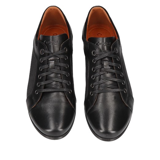 Czarne półbuty męskie ze skóry licowej Timo, Konopka Shoes 43 Konopka Shoes
