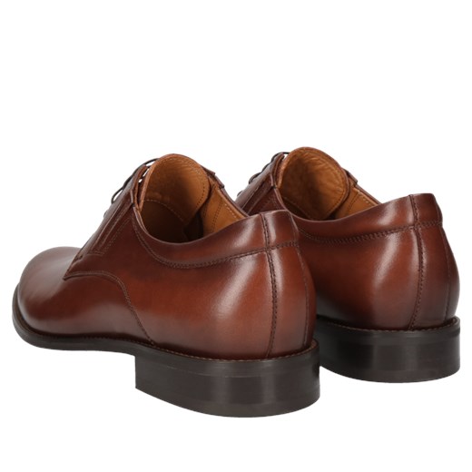Eleganckie, brązowe, skórzane półbuty męskie Kellen, Konopka Shoes Conhpol 46 Konopka Shoes