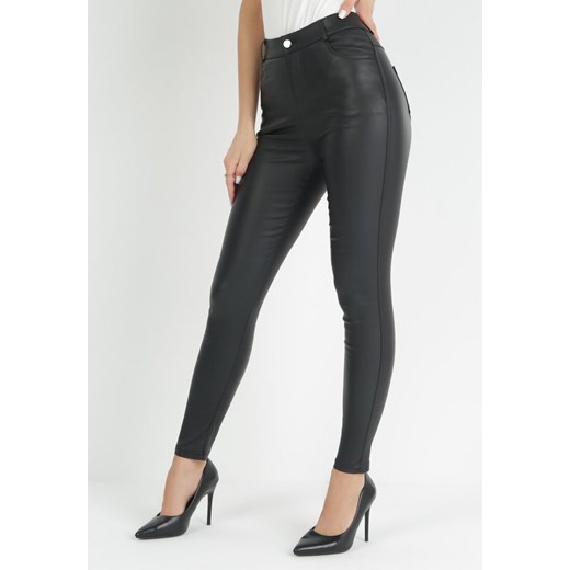 Czarne Spodnie Skinny z Imitacji Skóry Ningi ze sklepu Born2be Odzież w kategorii Spodnie damskie - zdjęcie 151072676