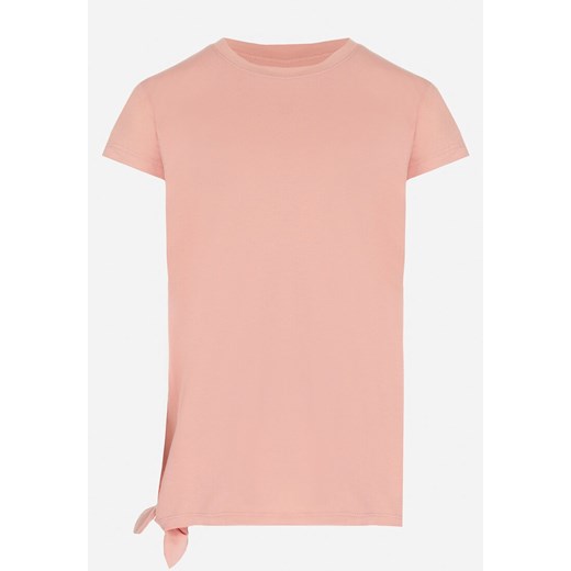 Różowa Koszulka z Krótkim Rękawem i Ozdobnym Wiązaniem Pryncess ze sklepu Born2be Odzież w kategorii Bluzki dziewczęce - zdjęcie 151079809