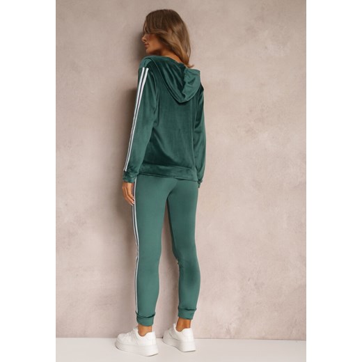 Zielony 2-częściowy Welurowy Komplet Dresowy z Lampasami Ayza Renee L/XL okazja Renee odzież