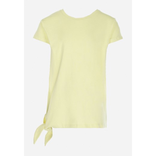 Żółta Koszulka z Krótkim Rękawem i Ozdobnym Wiązaniem Pryncess ze sklepu Born2be Odzież w kategorii Bluzki dziewczęce - zdjęcie 151093256