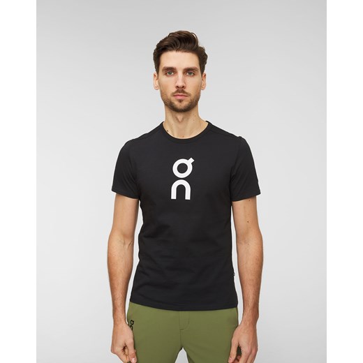 T-shirt męski On Running czarny młodzieżowy z krótkim rękawem z bawełny