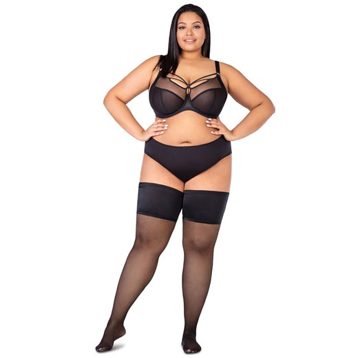 Pończochy samonośne plus size czarne Grace 30 DEN, Kolor czarny (onyx), Rozmiar 5/6, Mona Queen Size ze sklepu Intymna w kategorii Pończochy - zdjęcie 151130259