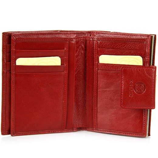 KRENIG Classic 12013 czerwony portfel skórzany damski w pudełku skorzana-com czerwony naturalne