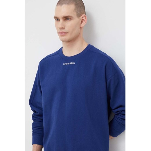 Calvin Klein Performance bluza dresowa CK Athletic kolor niebieski gładka ze sklepu ANSWEAR.com w kategorii Bluzy męskie - zdjęcie 151339798