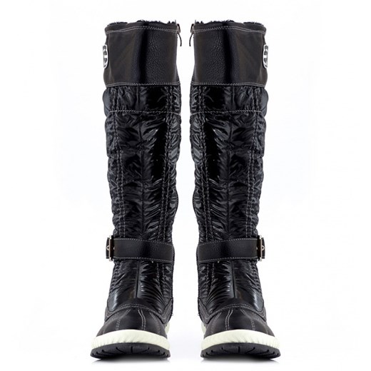 Czarne Śniegowce Black Snow Boots with Buckle born2be-pl czarny futra