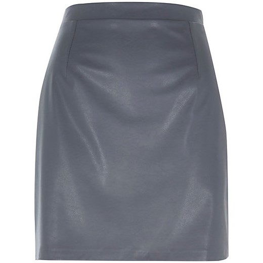 Grey leather-look A-line skirt river-island szary skórzane