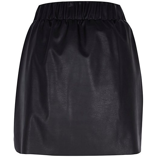Black leather-look A-line skirt river-island szary skórzane