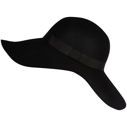 Black wide brim floppy hat river-island czarny 