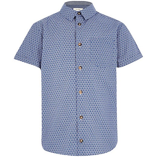 Boys blue patterned short sleeve shirt river-island szary szorty