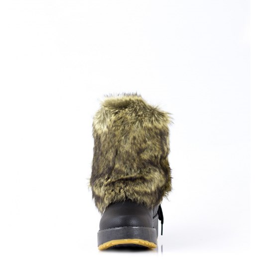 Czarne Śniegowce Black Snow Boots with Cod Line born2be-pl brazowy materiałowe