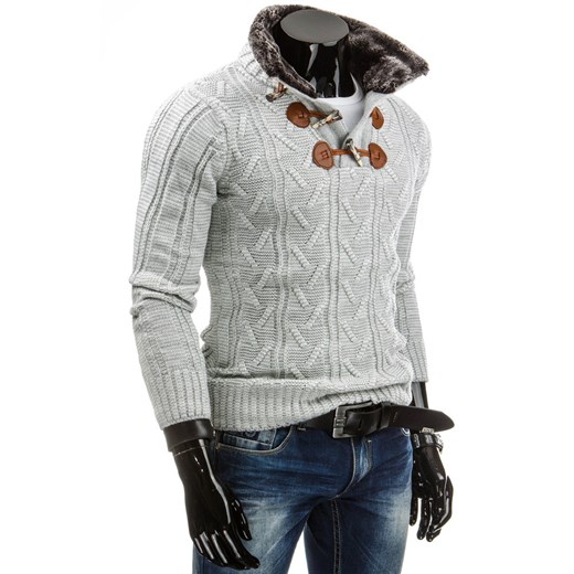 Sweter (wx0575) - Biały dstreet bialy abstrakcyjne wzory