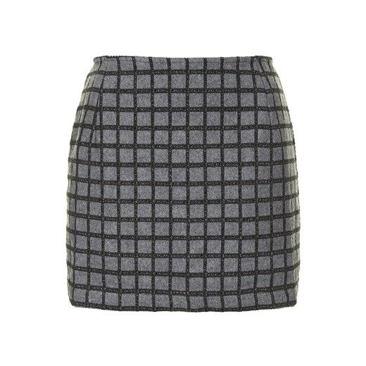 Embroidered Grid Mini Skirt topshop szary mini