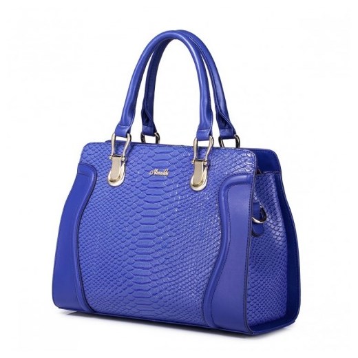 NUCELLE Wężowa  damska torebka tote Niebieska wizytowe-torebki-pl niebieski damskie