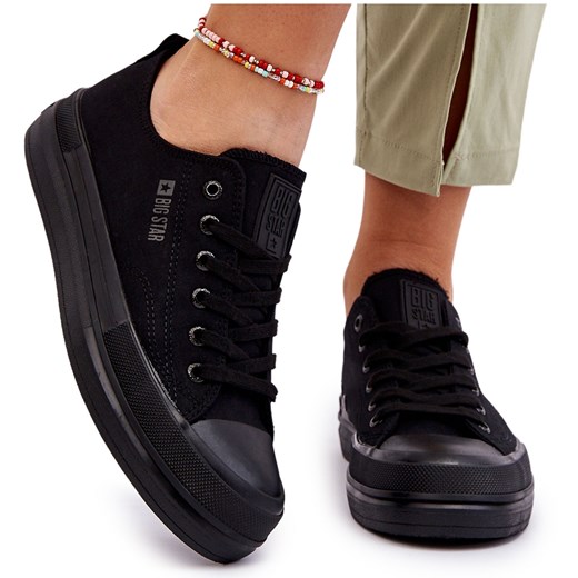 BIG STAR SHOES Niskie Sznurowane Tenisówki Big Star LL274967 Czarne 37 ButyModne.pl