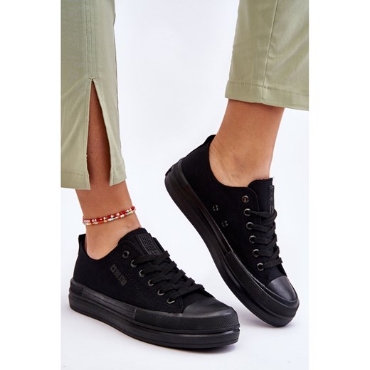 BIG STAR SHOES Niskie Sznurowane Tenisówki Big Star LL274967 Czarne 38 ButyModne.pl