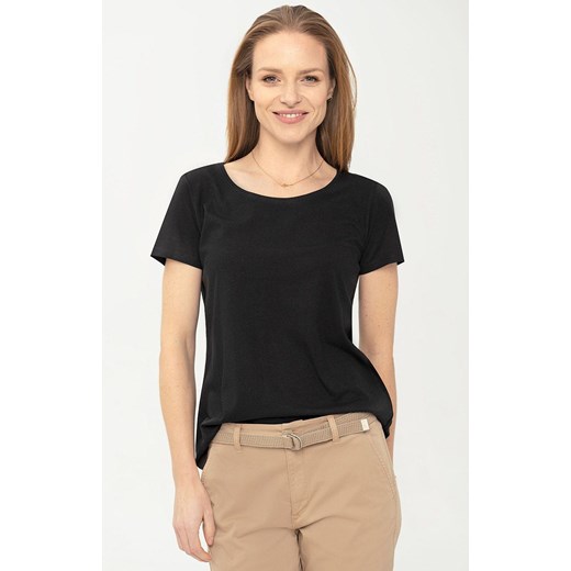 Gładki t-shirt damski w kolorze czarnym T-PIA, Kolor czarny, Rozmiar XS, Volcano Volcano M Primodo