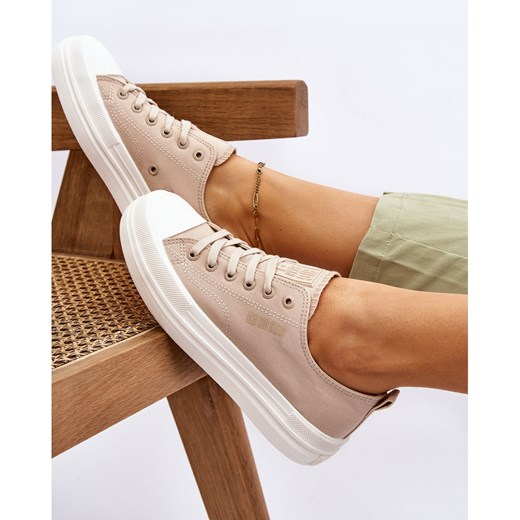BIG STAR SHOES Niskie Sznurowane Tenisówki Big Star LL274969 Beżowe beżowy 37 ButyModne.pl