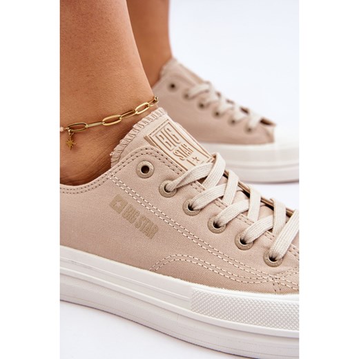 BIG STAR SHOES Niskie Sznurowane Tenisówki Big Star LL274969 Beżowe beżowy 38 ButyModne.pl