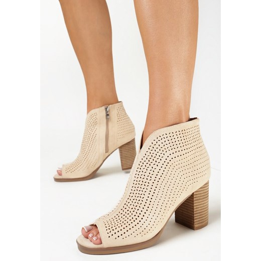 Beżowe Botki z Ażurową Cholewką Peep Toe Arriavinia 39 wyprzedaż born2be.pl