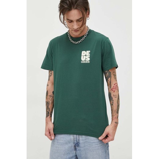 Deus Ex Machina t-shirt bawełniany kolor zielony z nadrukiem Deus Ex Machina M ANSWEAR.com