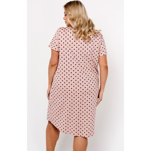 Koszula nocna damska z krótkim rękawem plus size Buscato, Kolor różowy-wzór, Rozmiar S, Italian Fashion ze sklepu Intymna w kategorii Koszule nocne - zdjęcie 152025316