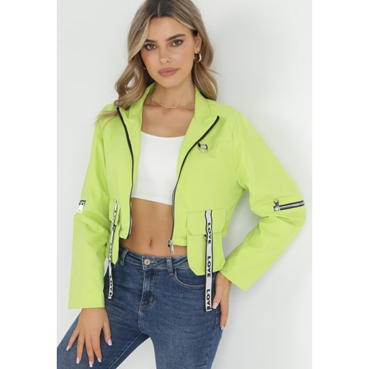 Żółty Płaszcz z Regulowaną Długością i Taśmami z Napisem Emmilou M Born2be Odzież okazja