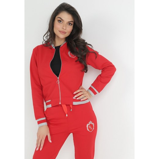 Czerwona Bluza Zasuwana ze Ściągaczami Mehnaz ze sklepu Born2be Odzież w kategorii Bluzy damskie - zdjęcie 152028798