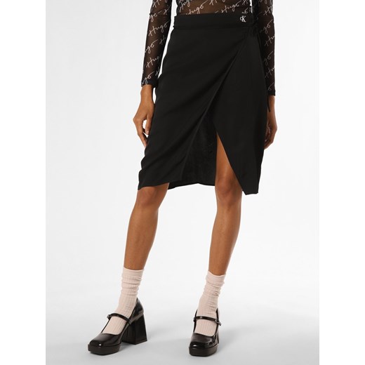 Calvin Klein Jeans Spódnica damska Kobiety wiskoza czarny jednolity ze sklepu vangraaf w kategorii Spódnice - zdjęcie 152035578