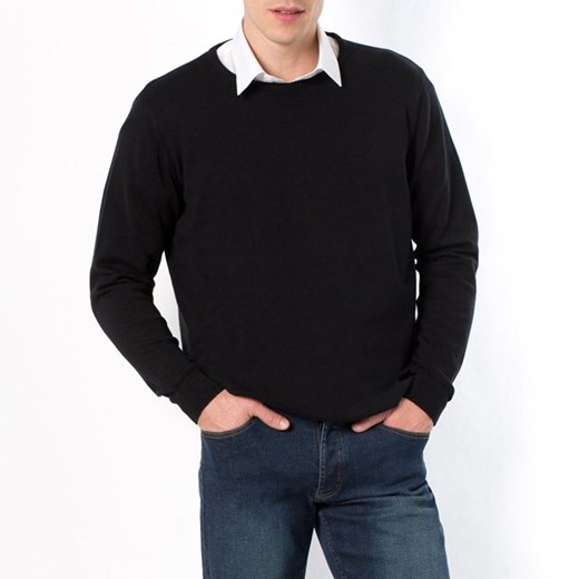 Sweter z okrągłym dekoltem la-redoute-pl czarny bawełniane